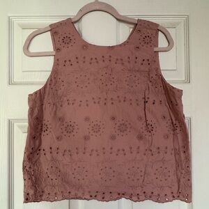Loft cropped XS light purple embroidered tank top
